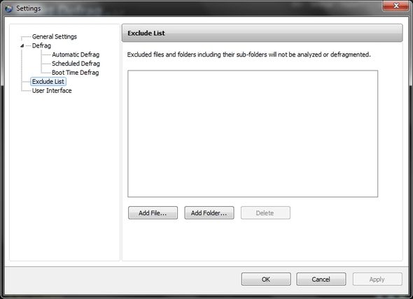 IObit Smart Defrag: превосходный инструмент дефрагментации и оптимизации жесткого диска [Windows] Настройки Список исключений
