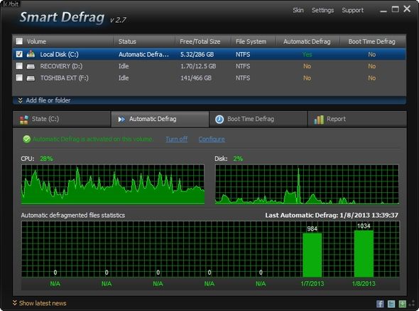 IObit Smart Defrag: превосходный инструмент дефрагментации и оптимизации жесткого диска [Windows] UI Automatic Defrag