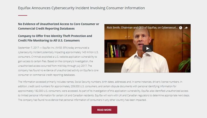 скриншот раскрытия Equifax