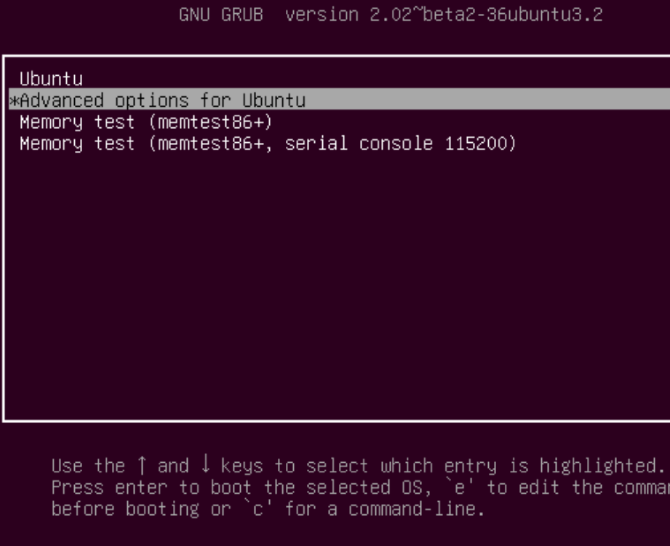 Grub Ubuntu Дополнительные параметры