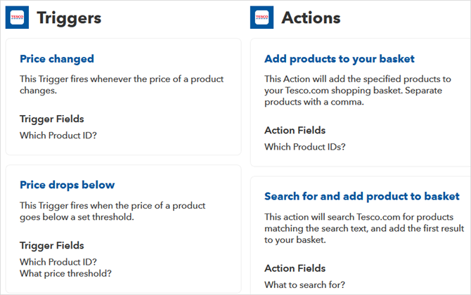 ифтт трюки онлайн предложения Tesco
