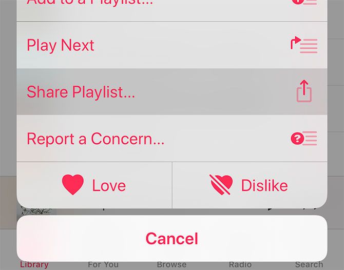 Поделиться Apple Music Плейлист iOS