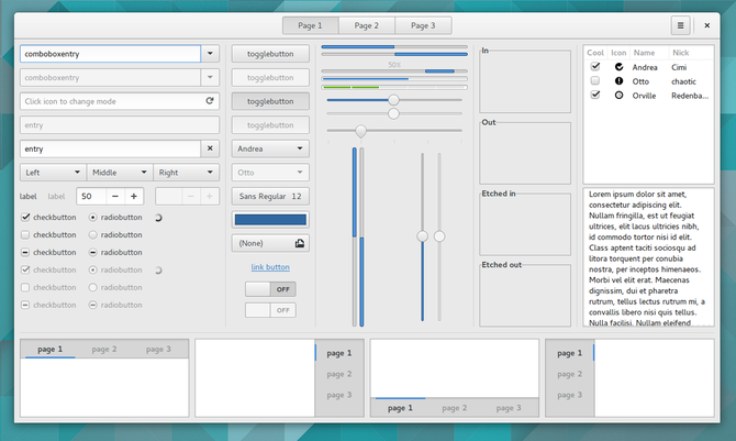 GNOME Widget Factory - инструмент для отображения элементов GTK