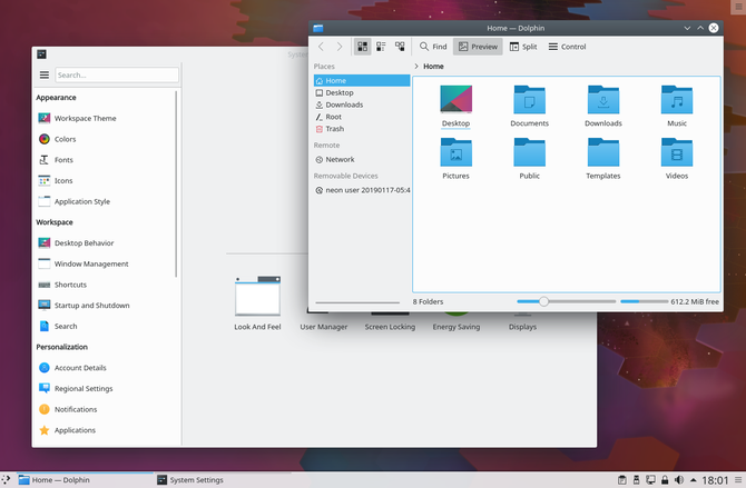 Настольный файловый менеджер KDE Plasma и системные настройки