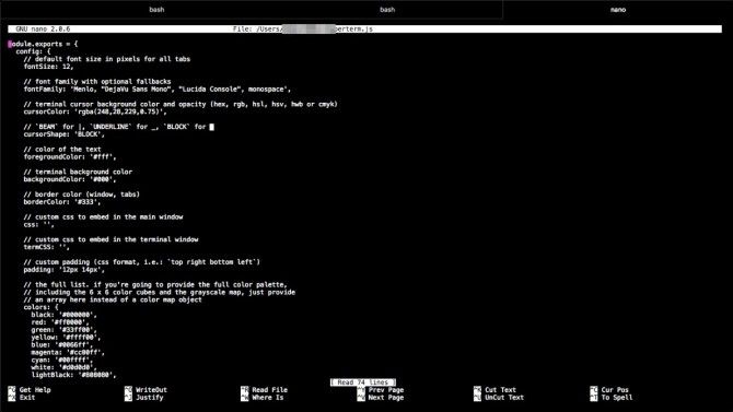 Скриншот примера терминала HyperTerm Mac