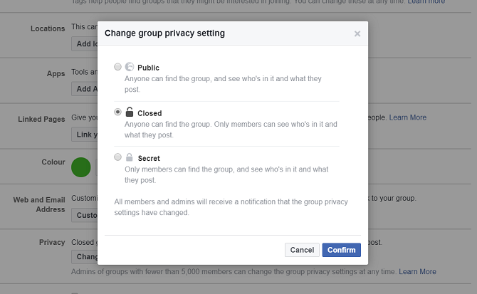 facebook-группа конфиденциальность