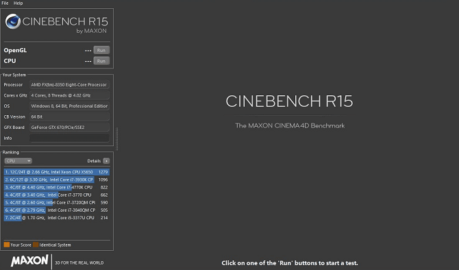 приложение cinebench