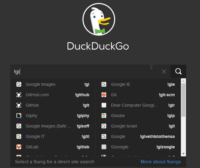 Список ударов DuckDuckGo!