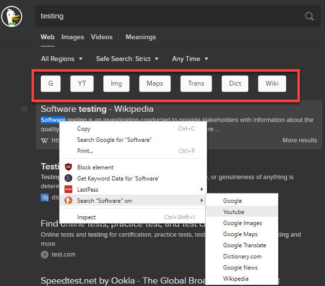 Расширение DuckDuckGo bangs Chrome