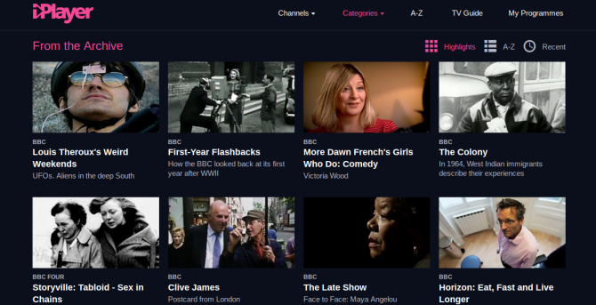 BBC iPlayer добавляет старые шоу из архива из скриншота архива