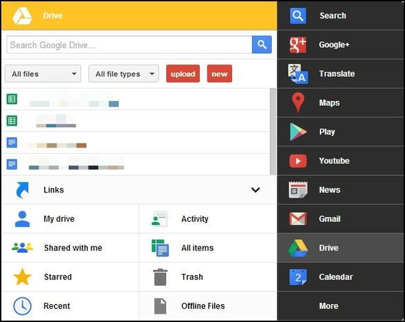 Черное меню: доступ ко всем службам Google в одном меню [Chrome] Gdrive с расширяемым меню