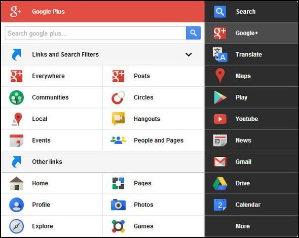 Черное меню: доступ ко всем службам Google в одном меню [Chrome] G расширяемое меню