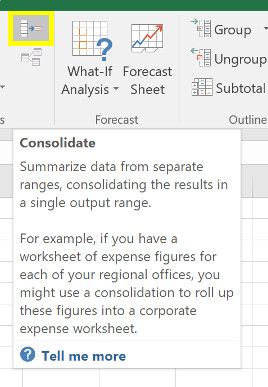 консолидировать данные Excel