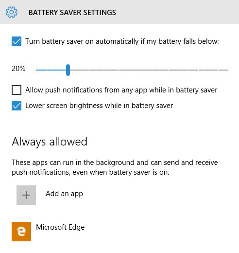 Windows 10 Battery Saver