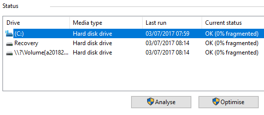 дефрагментация windows 10
