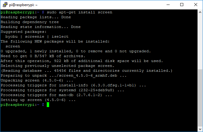 Установка экрана терминала GNU Apt