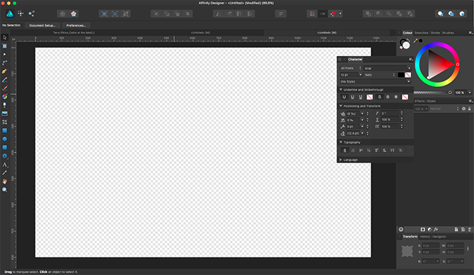 Affinity Designer Client Screen