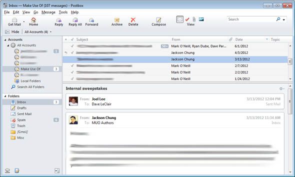 Postbox-интерфейс, классический Почтовый ящик 3: почтовый клиент высшего качества для Windows и Mac. Классический интерфейс почтового ящика.