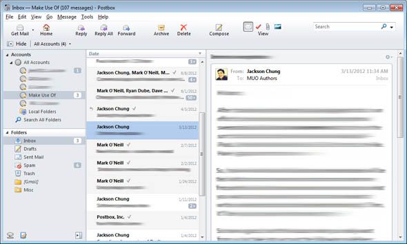 Postbox-интерфейс-вертикали Почтовый ящик 3: почтовый клиент высшего качества для Windows и Mac. Вертикальный интерфейс почтового ящика.