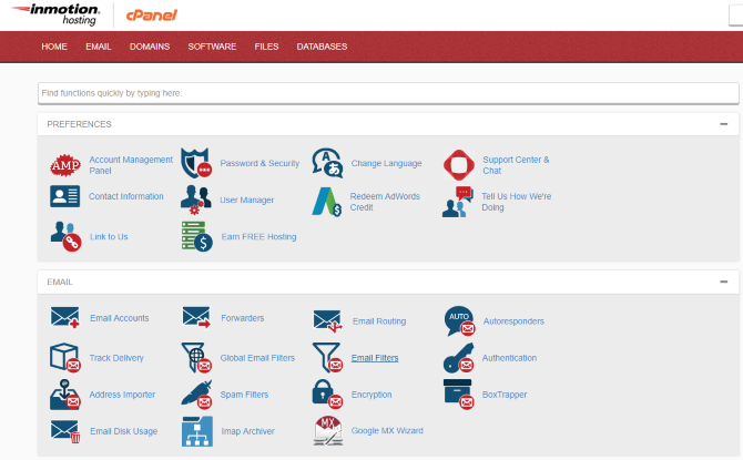 Хостинг InMotion's cPanel