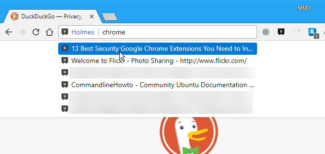 Поиск Chrome закладок, используя Холмса в адресной строке