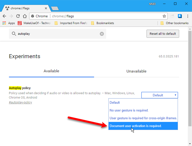 Установить политику автозапуска в Chrome