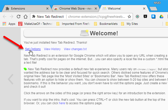 Настройка параметров для расширения «Новая вкладка» в Chrome