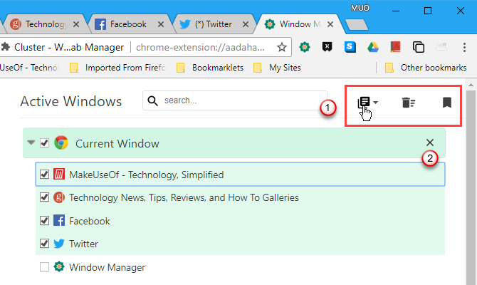 Кнопки для расширения кластера в Chrome