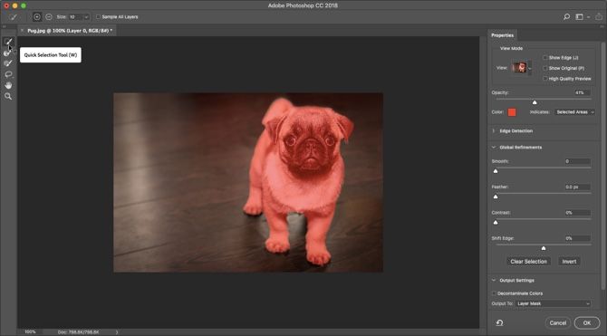 Photoshop CC 2018 Select & Mask Workspace