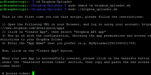 Raspberry Pi приложений Dropbox