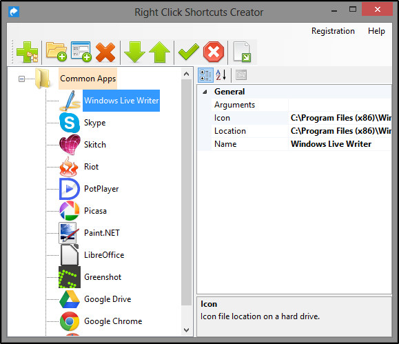 Создатель ярлыков правой кнопкой мыши - Приложения