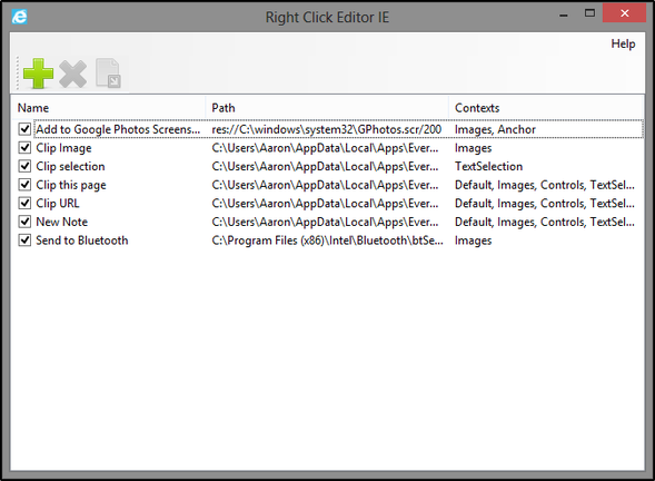 Редактор правой кнопкой мыши IE