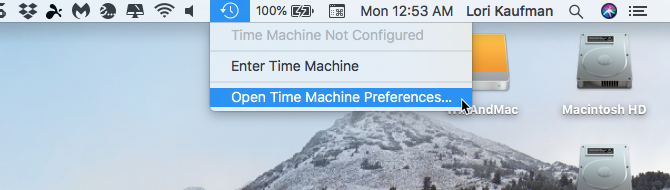 Машина времени не настроена Mac