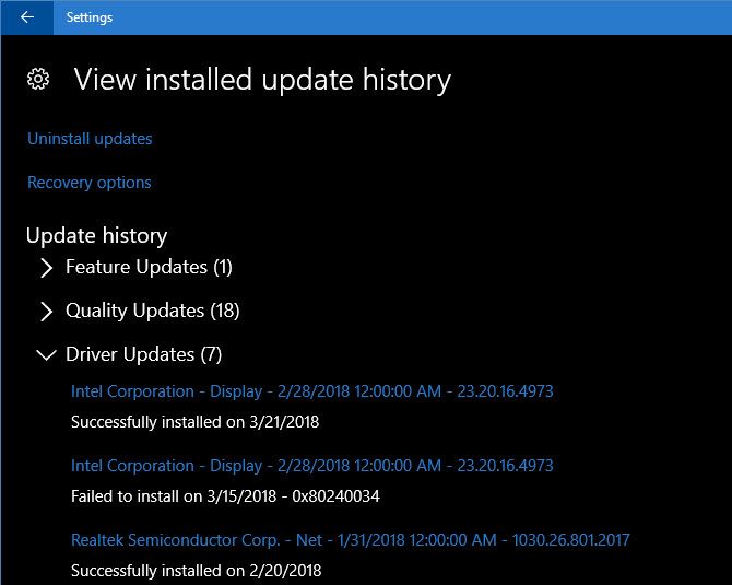Последние обновления для Windows 10
