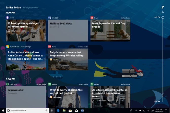 Теперь вы можете протестировать Windows 10's Timeline Feature windows 10 timeline feature preview