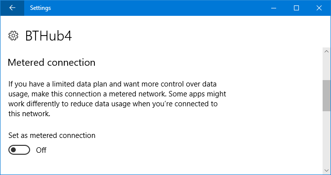 Windows 10-метровые настройки подключения