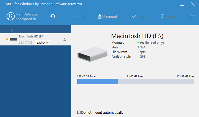 жесткий диск Paragon APFS Windows установлен