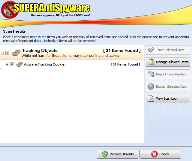 Результаты сканирования SAS
