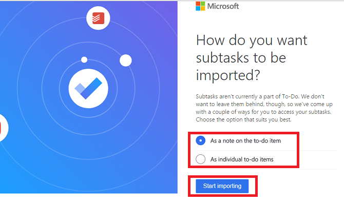 импортер todo выбрать подзадачи