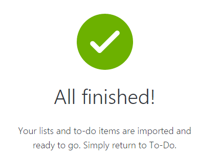 окончание импорта