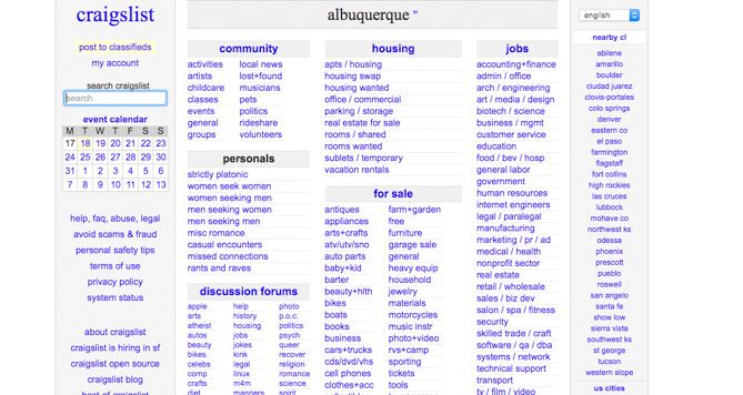 Скриншот Craigslist