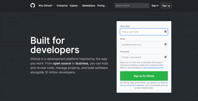 Скриншот GitHub