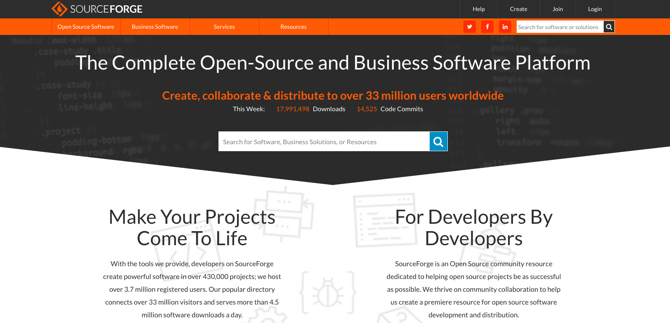 Скриншот SourceForge