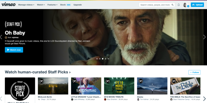 Скриншот Vimeo