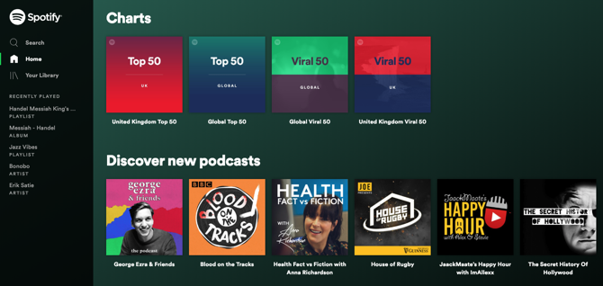 Скриншот веб-плеера Spotify