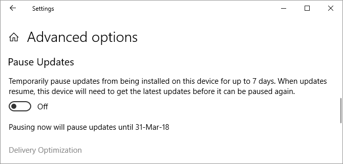 Windows 10 приостанавливает обновления на срок до 7 дней