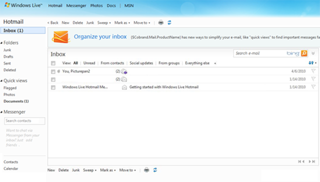 Outlook-осветление-окна-живой Hotmail