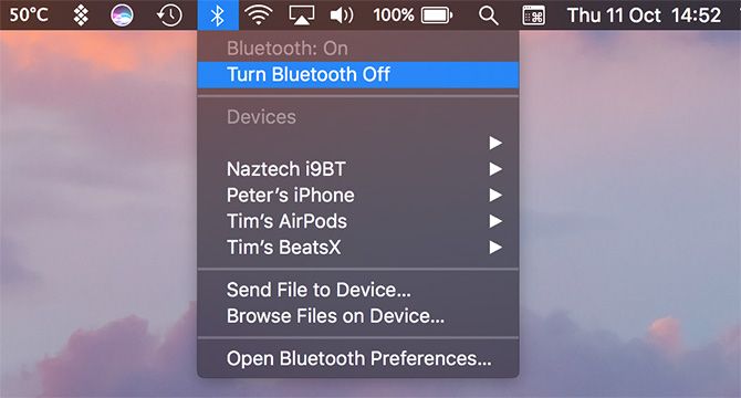 Отключить Bluetooth Mac