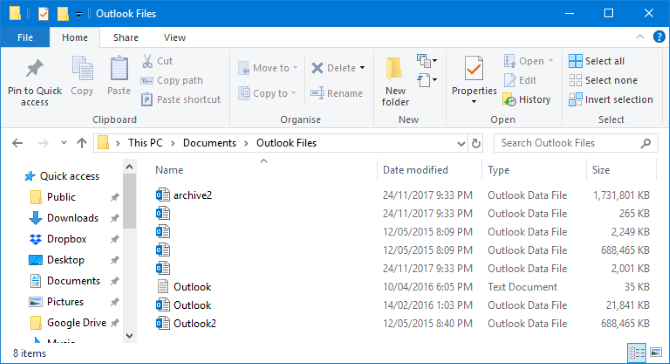 Как сделать резервную копию электронной почты Outlook с историей файлов Windows 10
