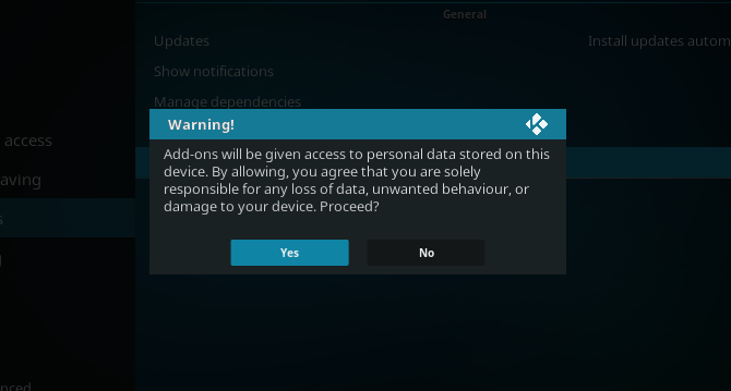 переключение между Kodi и ретро-играми - предупреждающее сообщение